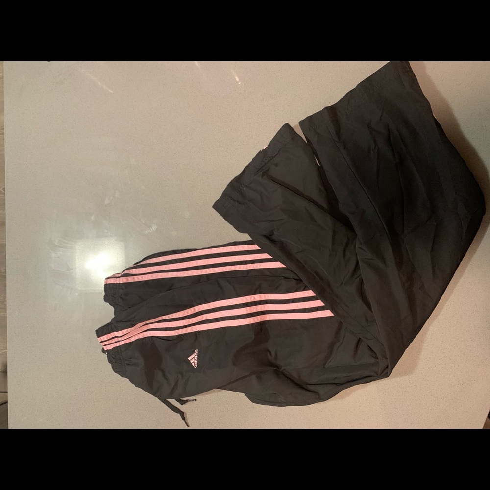 Pink And Black Adidas Wind Pants